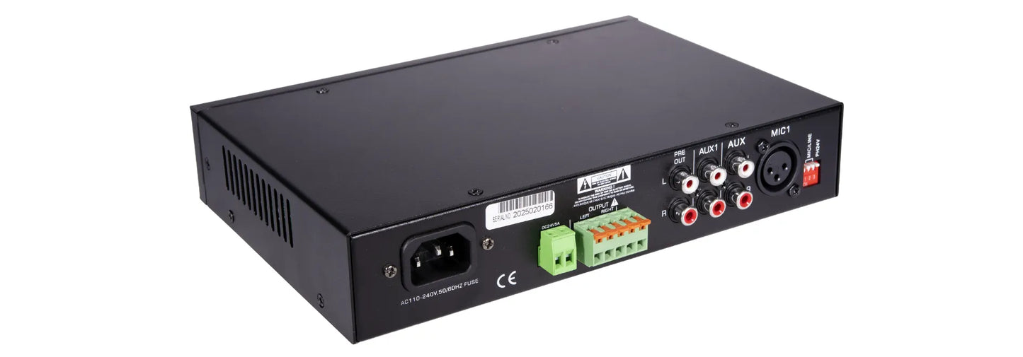LA-50.2D - Amplificateur mélangeur multimédia 2 x 50W en 100V et 4-16 ohms - Face arrière dessus