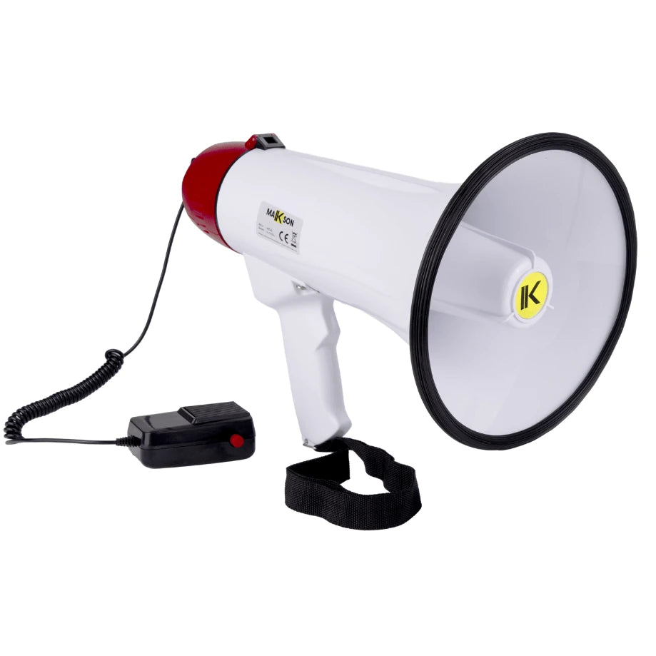 Relaxdays Mégaphone Stade Corne D’Appel 10 Watt - Porte-Voix Avec Son Olé Et Manche Pliable Rouge/Blanc