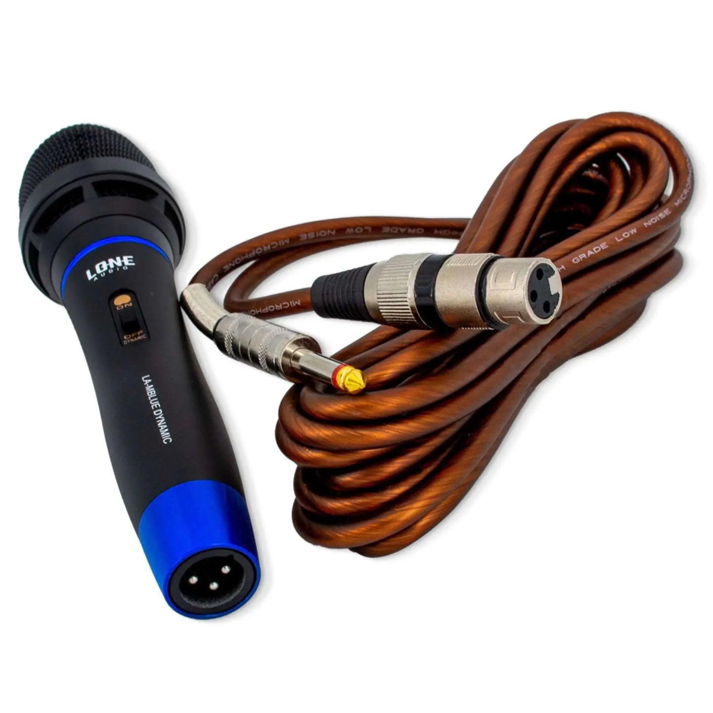 Image LA-MBLUE Microphone dynamique à main filaire bleu cable et micro