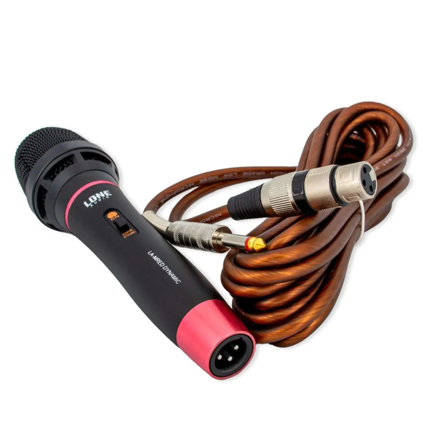 Image LA-MRED Microphone dynamique à main filaire rouge - câble et Micro