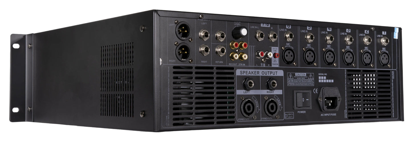 LA-MIXRACK - Table de mixage multimédia rackable 3U - Face arrière de cotée