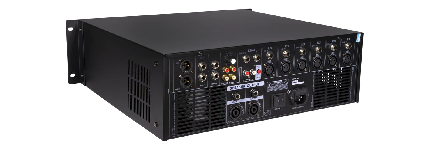 LA-MIXRACK - Table de mixage multimédia rackable 3U - Face arrière inclinée