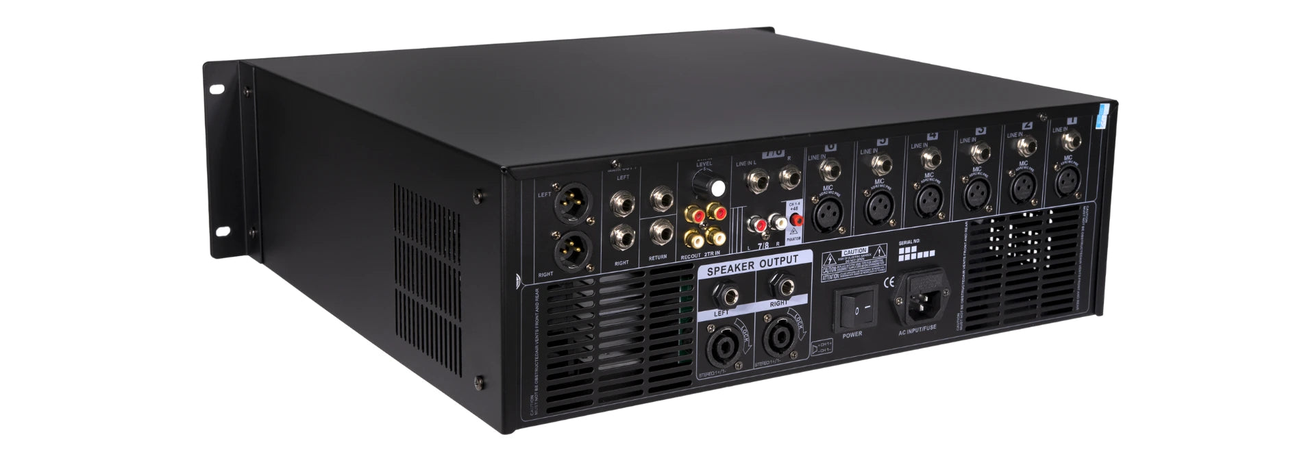 LA-MIXRACK - Table de mixage multimédia rackable 3U - Face arrière inclinée
