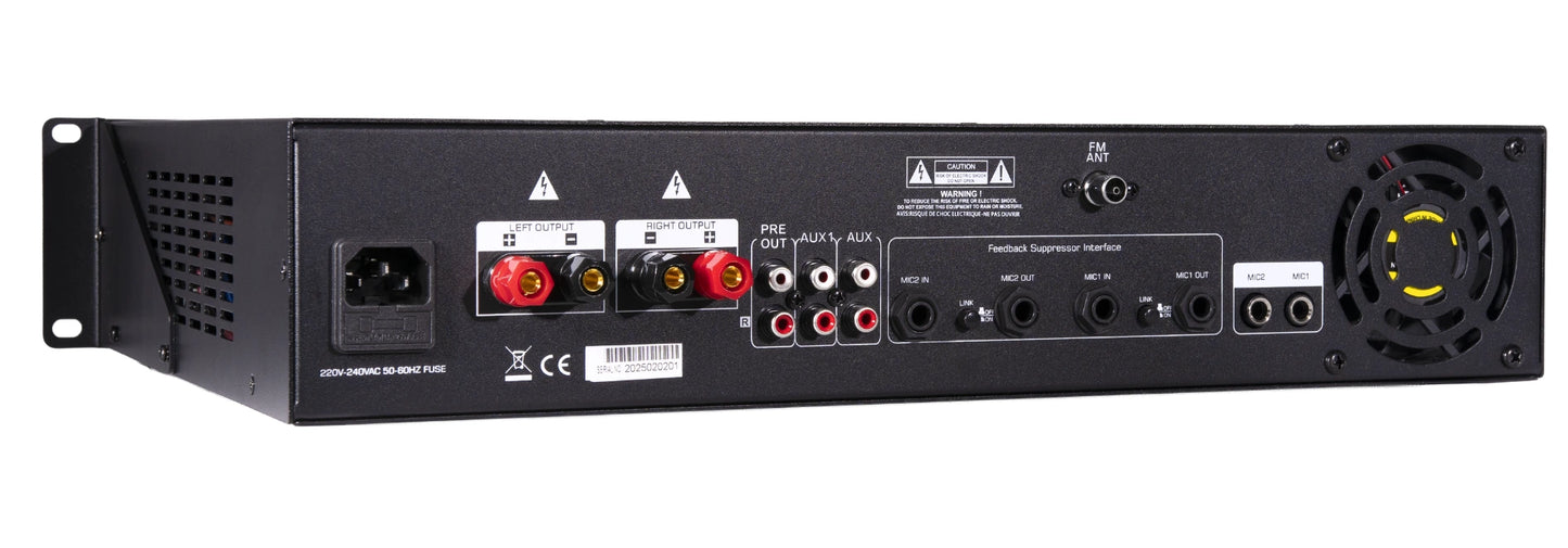 LA-2200D - Amplificateur mélangeur multimédia 2 x 200W en 4-8 ohms - Face arrière coté