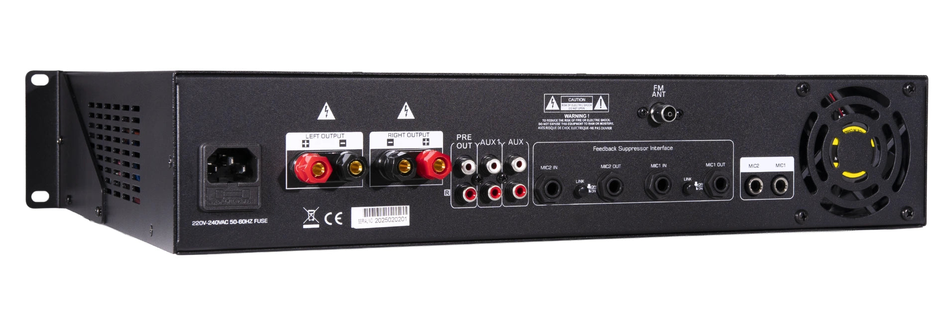 LA-2200D - Amplificateur mélangeur multimédia 2 x 200W en 4-8 ohms - Face arrière coté