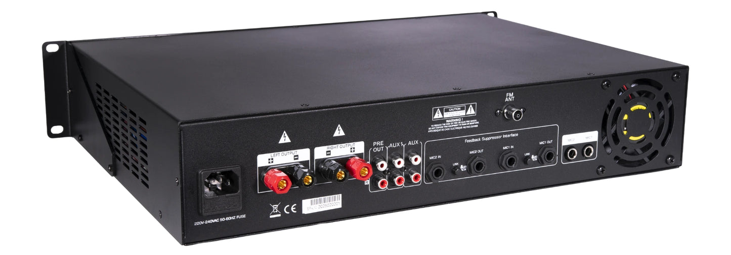 LA-2200D - Amplificateur mélangeur multimédia 2 x 200W en 4-8 ohms - Face arrière et dessus