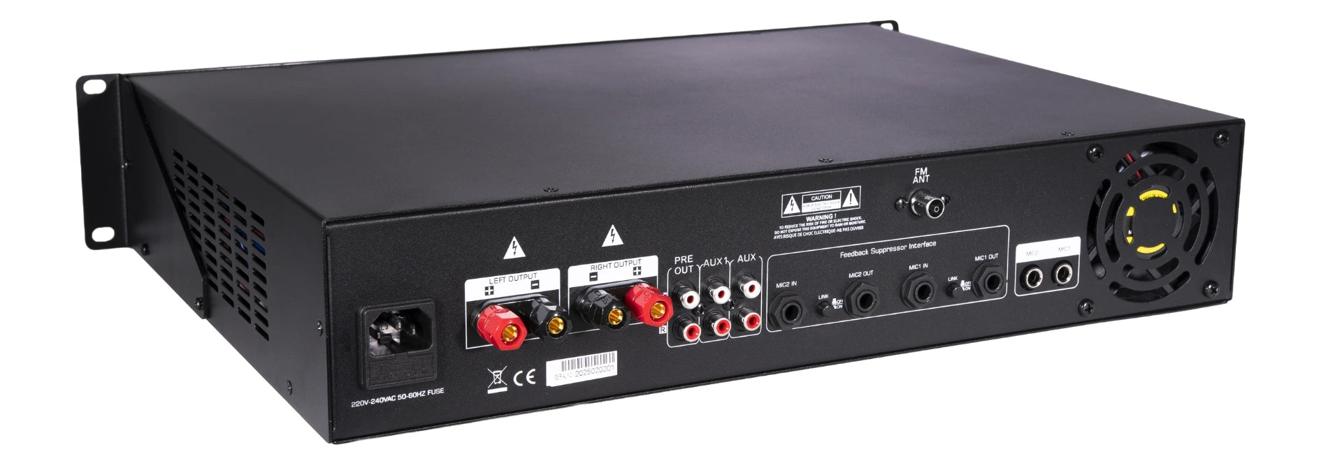 LA-2200D - Amplificateur mélangeur multimédia 2 x 200W en 4-8 ohms - Face arrière et dessus