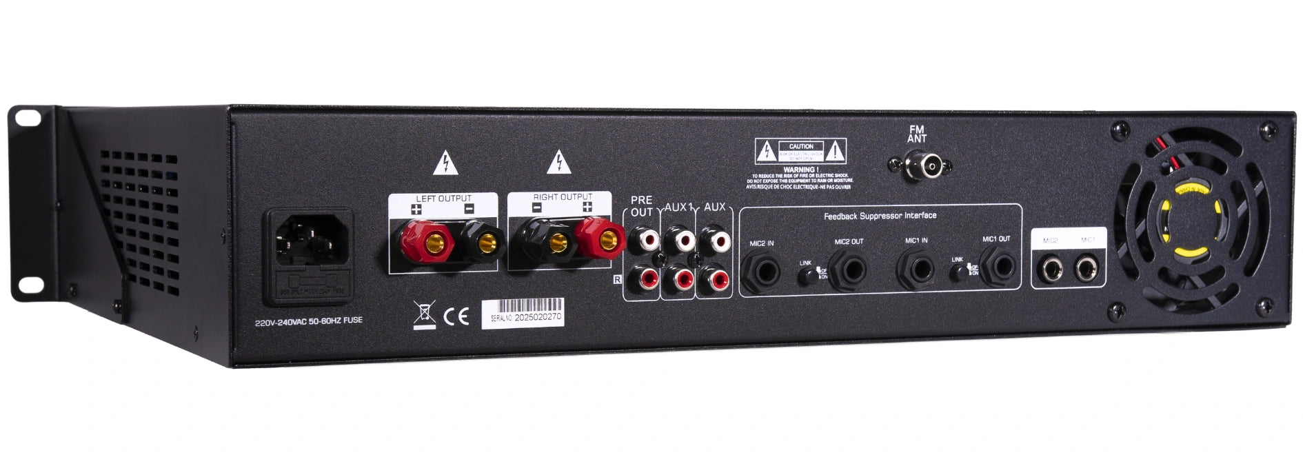 LA-2300D - Amplificateur mélangeur multimédia 2 x 300W en 4-8 ohms - Face arrière coté