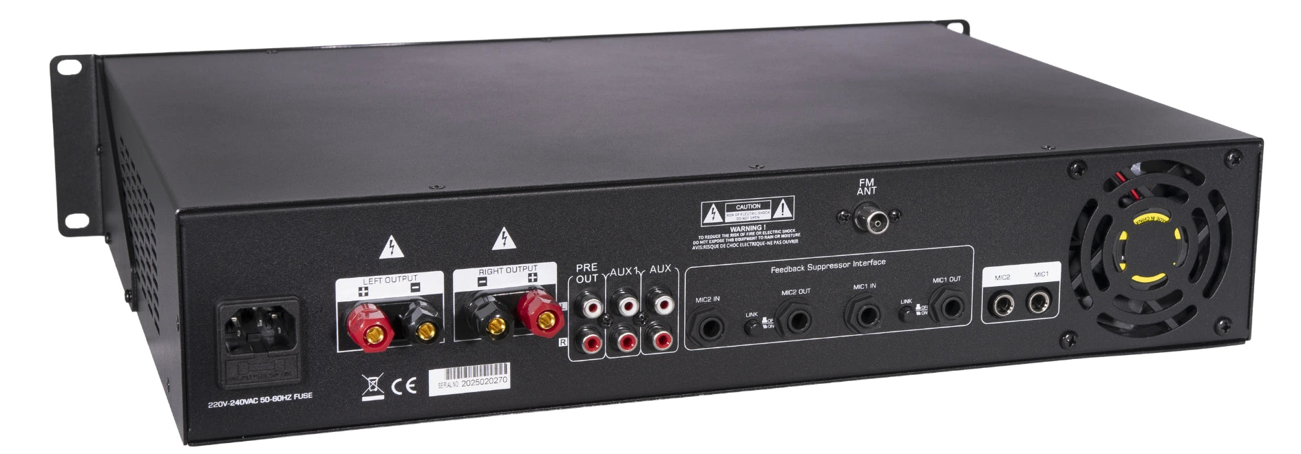 LA-2300D - Amplificateur mélangeur multimédia 2 x 300W en 4-8 ohms - Face arrière et dessus