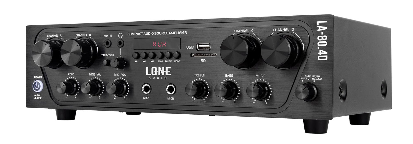 AMPLIFICATEUR STÉRÉO 4 x 80W en 4 et 8Ω