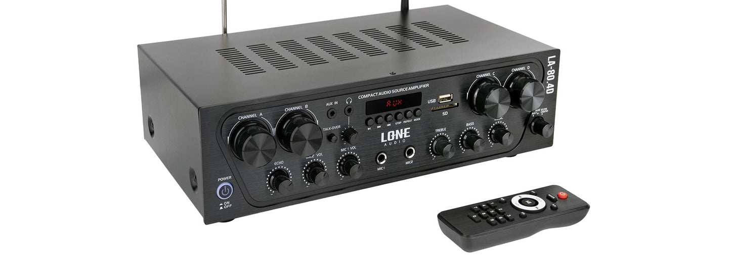 AMPLIFICATEUR STÉRÉO 4 x 80W en 4 et 8Ω